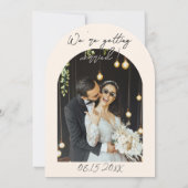 Retro Hand Drawn Quirky Arched Photo Wedding Kaart (Achterkant)