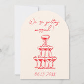 Retro Hand Drawn Red Cake Unique Arched Wedding Kaart (Achterkant)