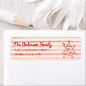 Retro Hand Drawn Red Funny Christmas Tree Address Etiket (Insitu)