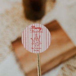 Retro Hand Drawn Red Funny Christmas Tree Vintage Ronde Sticker