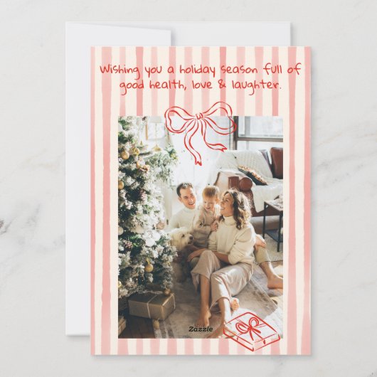 Retro Hand Drawn Red Funny Christmas Trees Bow Feestdagenkaart (Achterkant)