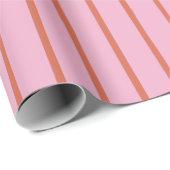 Retro Hand-drawn Red Stripes on Pink Cadeaupapier (Rol Hoek)