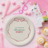 Retro Hand Drawn Ribbon Bow Christmas Party Papieren Bordje (Feest)