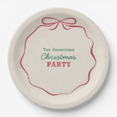 Retro Hand Drawn Ribbon Bow Christmas Party Papieren Bordje (Voorkant)