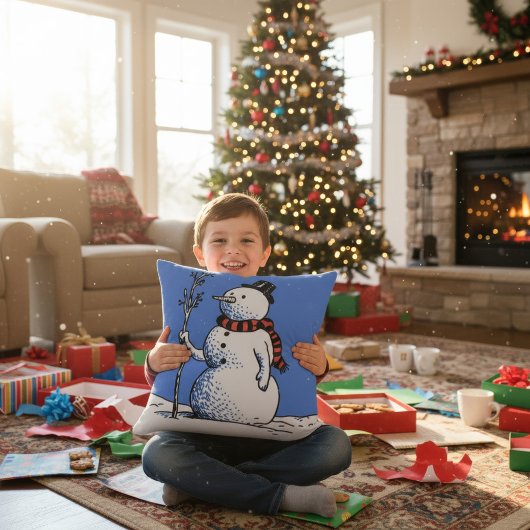 Retro Hand-Drawn Snowman Kussen