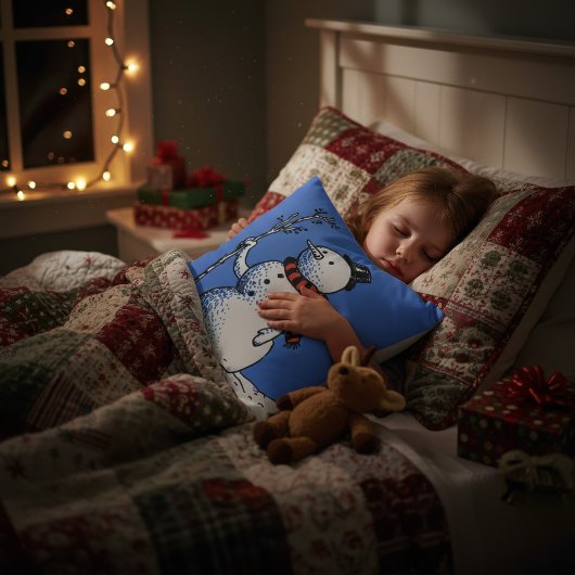 Retro Hand-Drawn Snowman Kussen