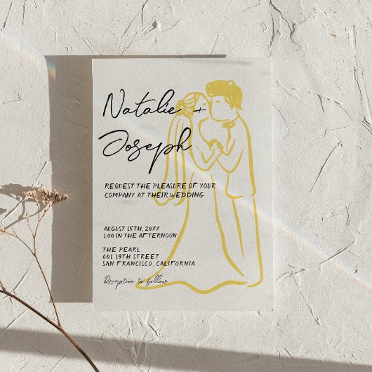 Retro Hand Drawn Summer QR Code Photo Wedding Kaart