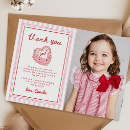 Retro Hand Drawn Valentine First Birthday Photo Bedankkaart