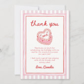 Retro Hand Drawn Valentine Girl First Birthday Bedankkaart (Voorkant)