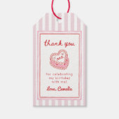 Retro Hand Drawn Valentine Girl First Birthday Cadeaulabel (Voorkant)