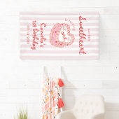 Retro Hand Drawn Valentine Girl First Birthday Spandoek (Insitu)
