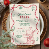 Retro Hand Drawn Western Cowboy Christmas Party Kaart