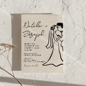 Retro Hand Drawn Written Couple Photo Wedding Kaart