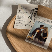 Retro Hand Drawn Written Couple Photo Wedding Kaart