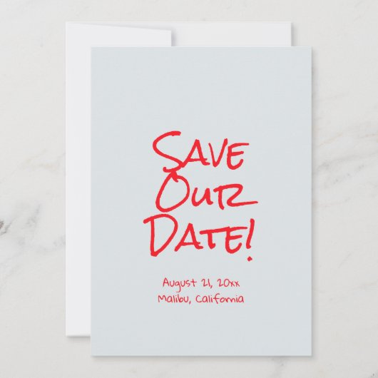 Retro Hand Drawn Written Red Quirky Funky Wedding Save The Date (Achterkant)