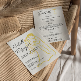 Retro Hand Drawn Written Summer All In One Wedding Kaart