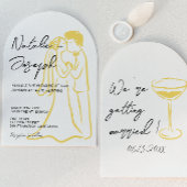 Retro Hand Drawn Written Summer Arched Wedding Kaart
