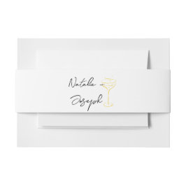 Retro Hand Drawn Yellow Champagne Summer  Wedding Uitnodigingen Wikkel