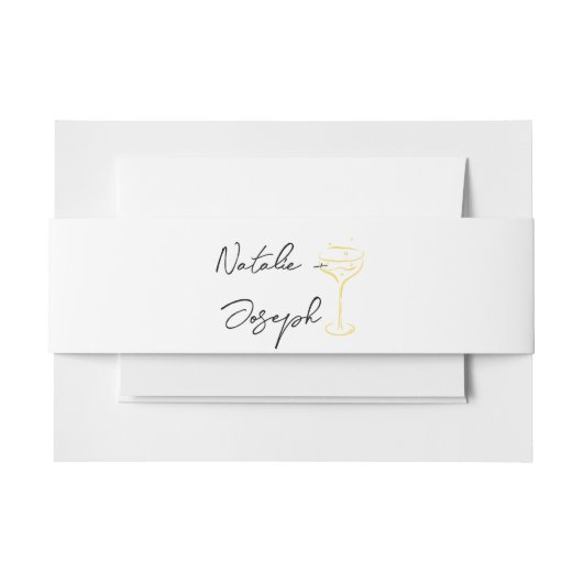 Retro Hand Drawn Yellow Champagne Summer Wedding Uitnodigingen Wikkel (Voorkant Voorbeeld)