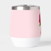 Retro Hand-Geïllustreerde Rode Roos Uniek Roze Cus (Voorkant)