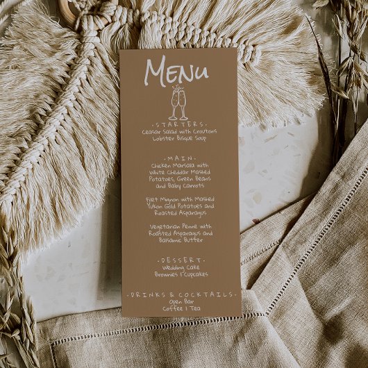 Retro Hand Geschreven Getekend Bruin Eigenzinnige  Menu
