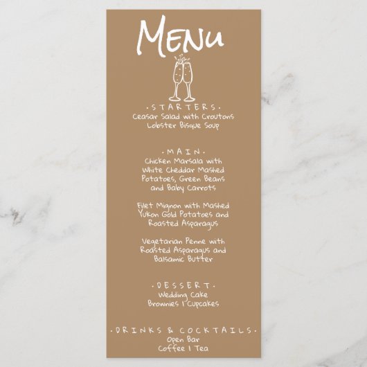 Retro Hand Geschreven Getekend Bruin Eigenzinnige  Menu (Voorkant)