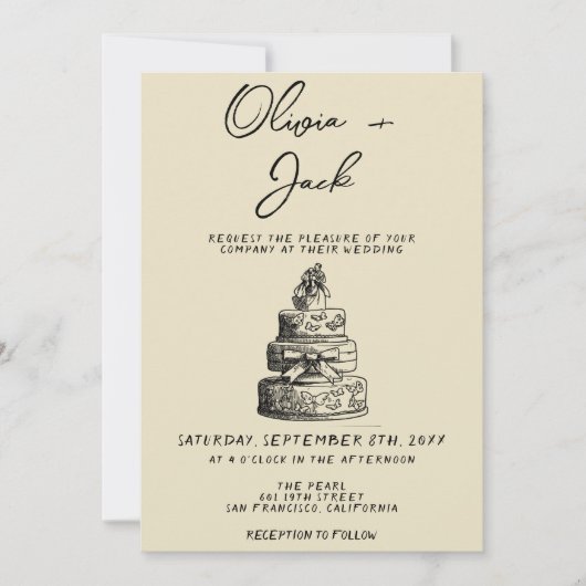 Retro Hand Geschreven Getekend Cake Quirky trend T Kaart (Voorkant)