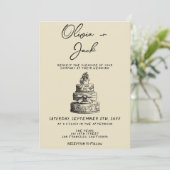 Retro Hand Geschreven Getekend Cake Quirky trend T Kaart (Staand voorkant)