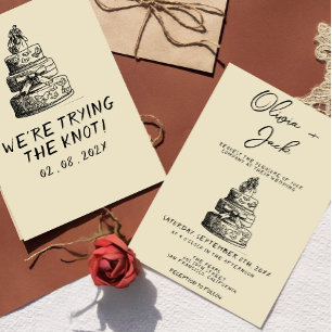 Retro Hand Geschreven Getekend Cake Quirky trend T Kaart