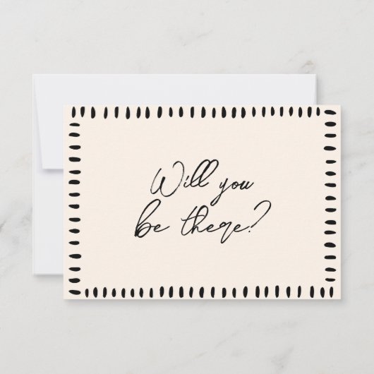 Retro Hand Geschreven Getekend Eigenzinnige QR Cod RSVP Kaartje (Achterkant)