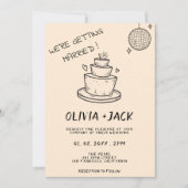 Retro Hand Geschreven Getekend Taart Scribble Wedd Kaart (Voorkant)