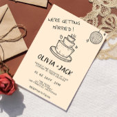 Retro Hand Geschreven Getekend Taart Scribble Wedd Kaart