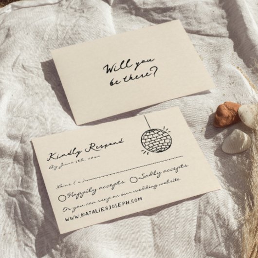 Retro Hand Geschreven Getekend Vet Eigenzinnige Le RSVP Kaartje