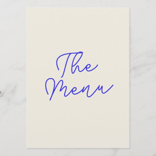 Retro Hand geschreven getekende blauwe grillige br Menu (Achterkant)