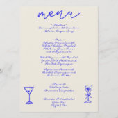 Retro Hand geschreven getekende blauwe grillige br Menu (Voorkant)