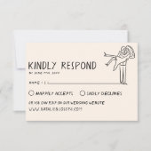 Retro Hand geschreven getekende unieke trendy brui RSVP Kaartje (Voorkant)