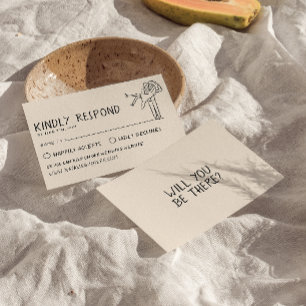 Retro Hand geschreven getekende unieke trendy brui RSVP Kaartje