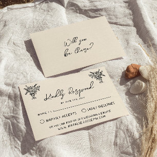 Retro hand geschreven getekende vet eigenzinnige b RSVP kaartje