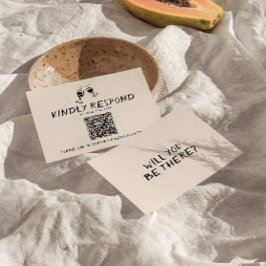 Retro Hand Geschreven Getrokken Bril QR Code Bruil RSVP Kaartje