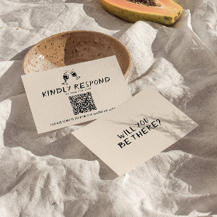 Retro Hand Geschreven Getrokken Bril QR Code Bruil RSVP Kaartje