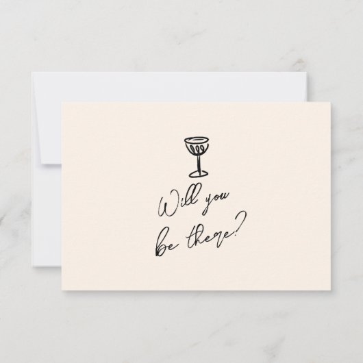 Retro Hand Geschreven Getrokken Cupido Quirky Brui RSVP Kaartje (Achterkant)