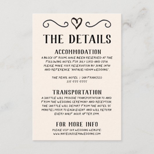 Retro Hand geschreven Getrokken eigenzinnige Bruil Informatiekaartje (Voorkant)