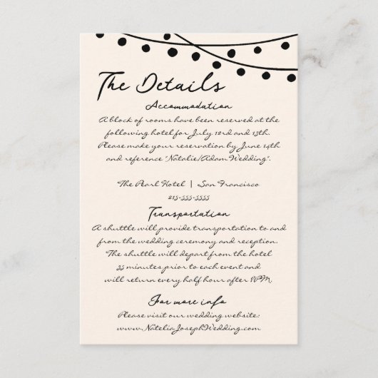 Retro Hand geschreven Getrokken eigenzinnige Bruil Informatiekaartje (Voorkant)