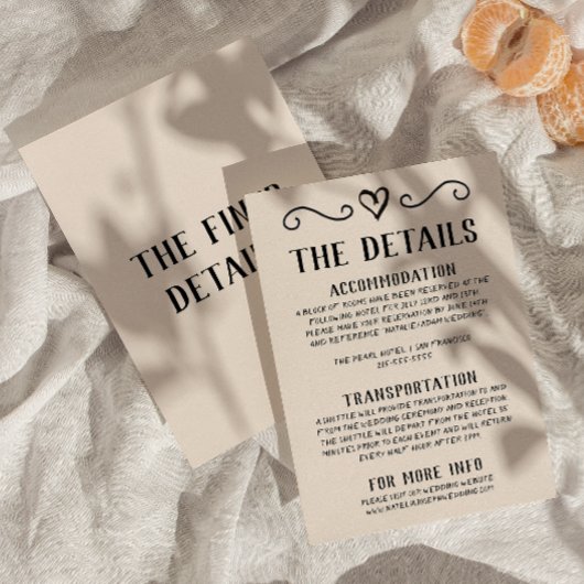 Retro Hand geschreven Getrokken eigenzinnige Bruil Informatiekaartje