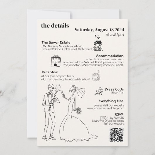 Retro Hand geschreven Getrokken eigenzinnige bruil Kaart (Achterkant)