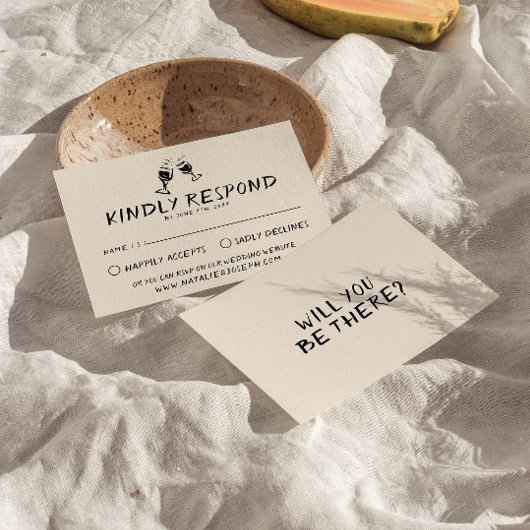 Retro Hand geschreven getrokken glazen eigenzinnig RSVP Kaartje
