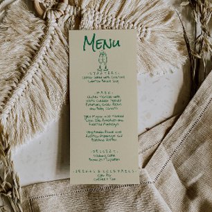 Retro Hand Geschreven Getrokken Groene Eigenzinnig Menu