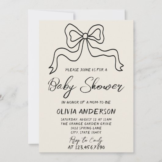 Retro Hand geschreven getrokken lint boog Baby sho Kaart (Voorkant)