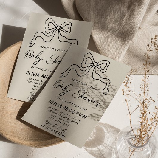 Retro Hand geschreven getrokken lint boog Baby sho Kaart