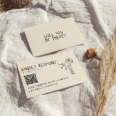 Retro Hand Geschreven Getrokken QR Code Unieke Huw RSVP Kaartje